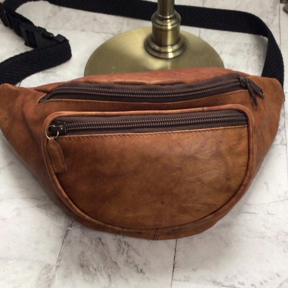 Men's Tan Leather Belt Bag